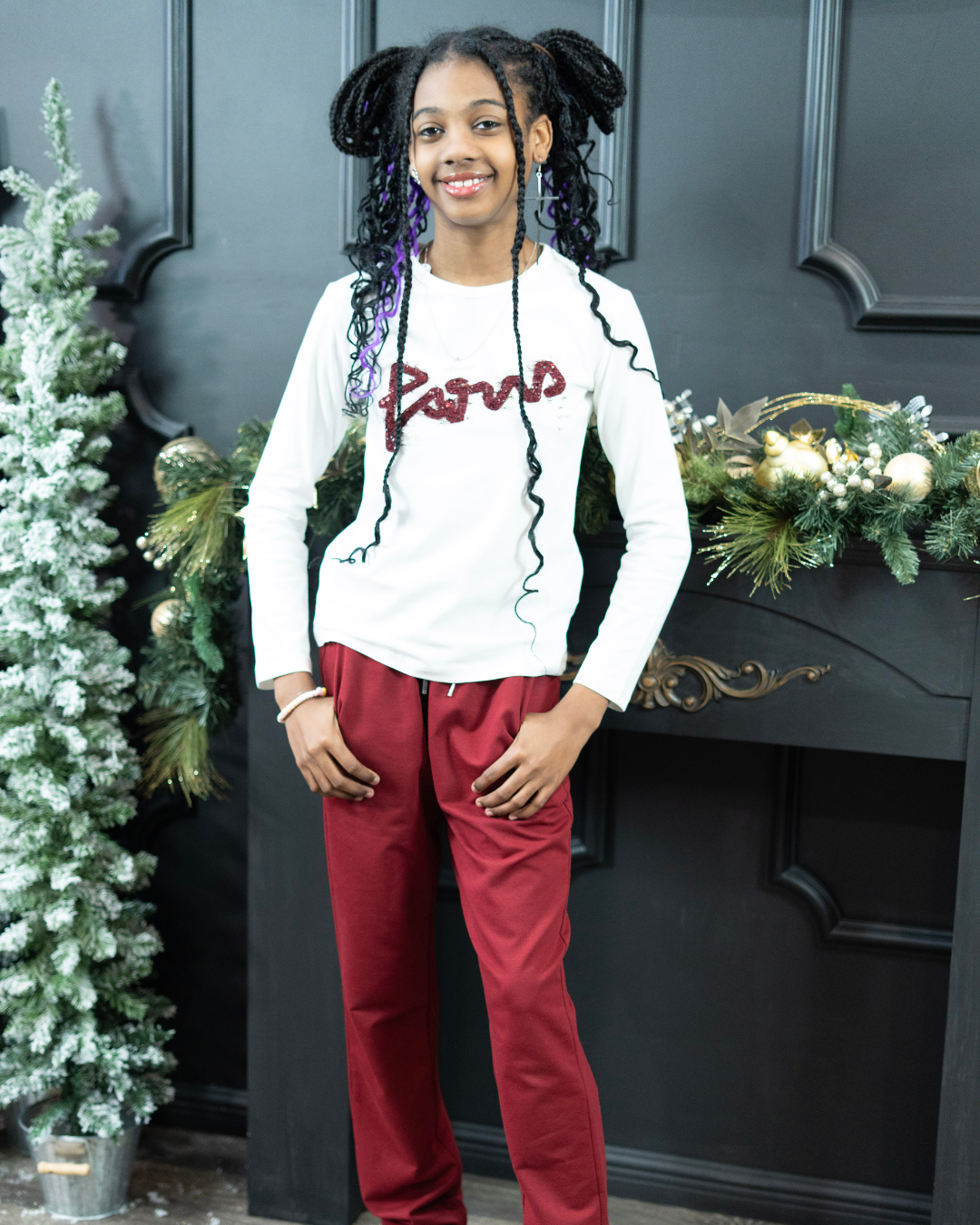 Paris Embellished Shirt (Burgundy)