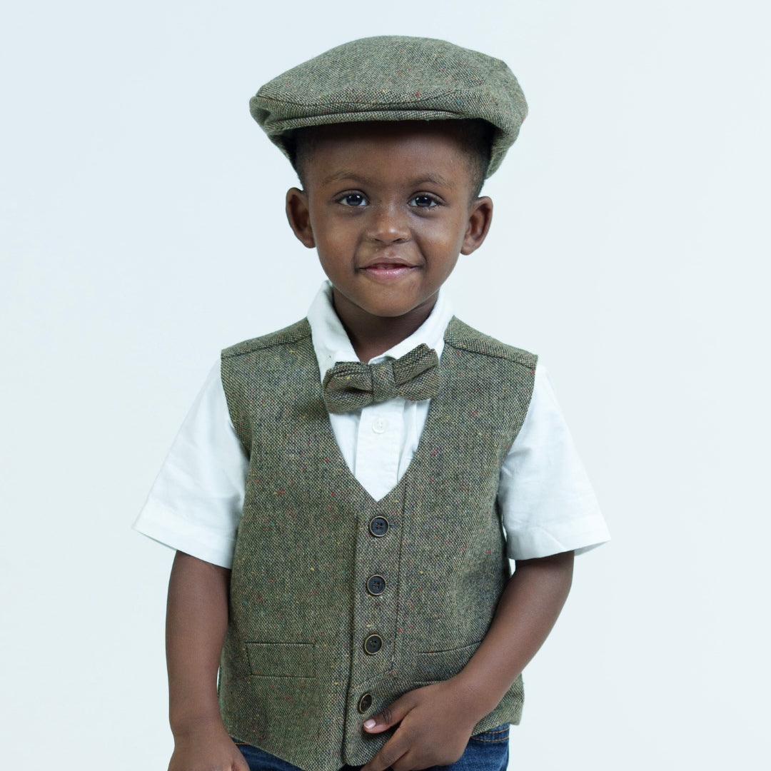 Declan Tweed Vest with Matching Tie and Cap